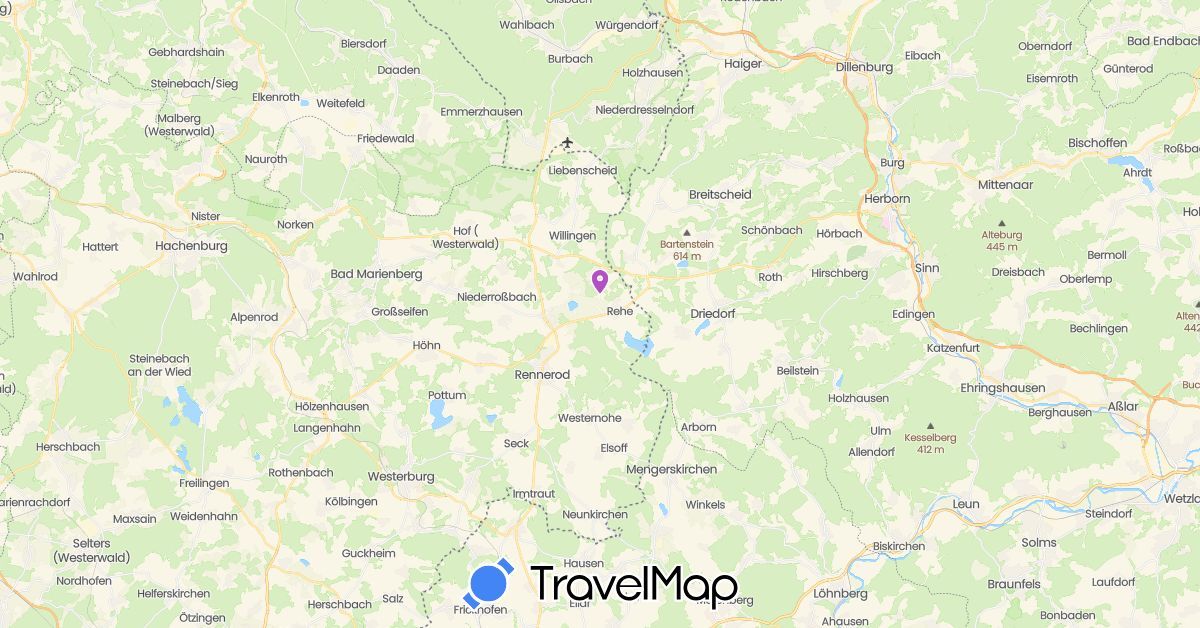 TravelMap itinerary: train in Germany (Europe)